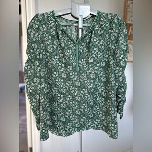 Max Studio Green Floral Blouse 1X